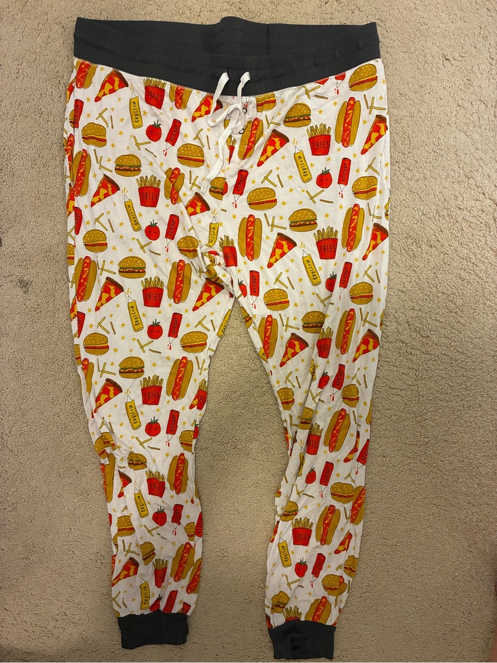 Little Sleepies White Fast Food Print Pajama Joggers with Black Waistband